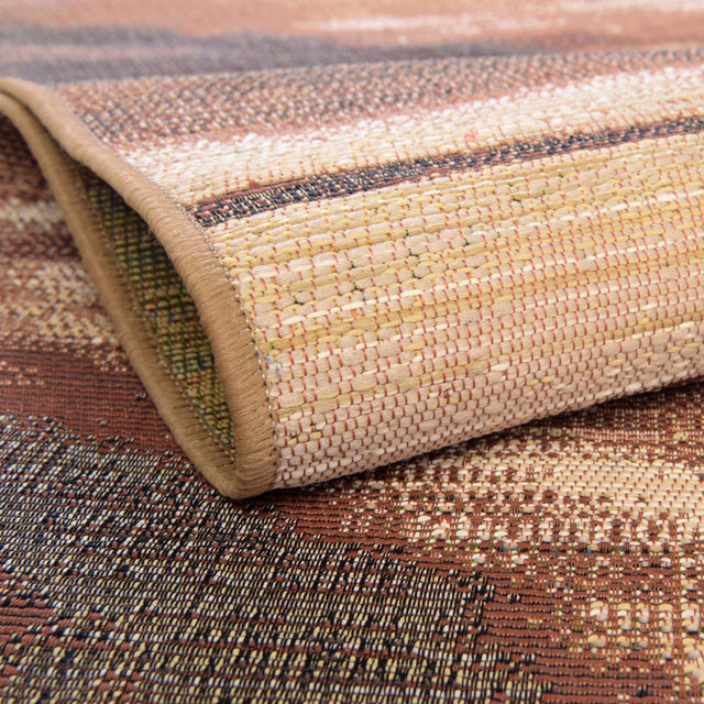 Brown 2' 7 x 5' 3 Outdoor Modern Runner Area Rug Weather Resistant for Patio, Deck, Terrace, Balcony, Porch 100% Polypropylene Modern Outside Carpet for Sale at Rug Engine
