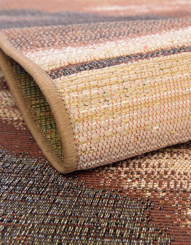 Brown 8' x 8' Outdoor Modern Round Area Rug Weather Resistant for Patio, Deck, Terrace, Balcony, Porch 100% Polypropylene Modern Outside Carpet for Sale at Rug Engine