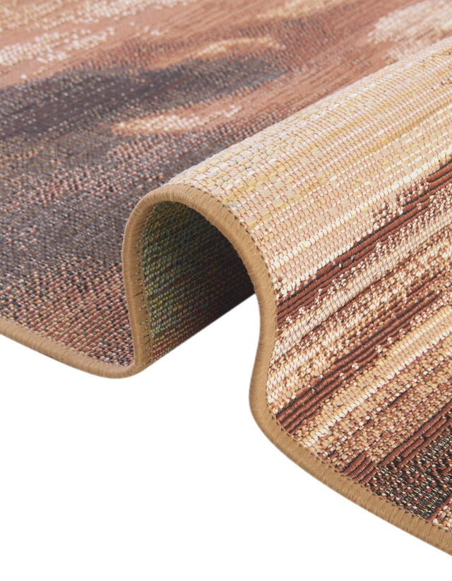 Brown 8' x 8' Outdoor Modern Round Area Rug Weather Resistant for Patio, Deck, Terrace, Balcony, Porch 100% Polypropylene Modern Outside Carpet for Sale at Rug Engine