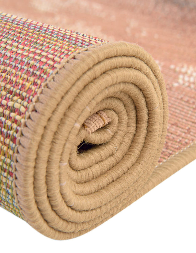 Brown 8' x 8' Outdoor Modern Round Area Rug Weather Resistant for Patio, Deck, Terrace, Balcony, Porch 100% Polypropylene Modern Outside Carpet for Sale at Rug Engine