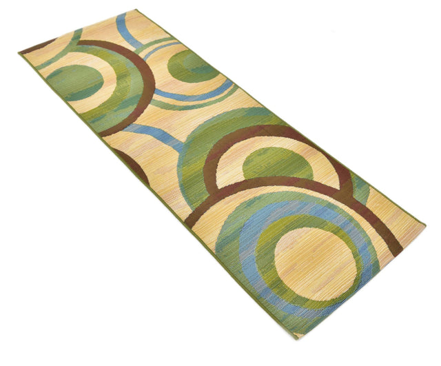 Beige 2' x 6' 1 Outdoor Modern Runner Area Rug Weather Resistant for Patio, Deck, Terrace, Balcony, Porch 100% Polypropylene Modern Outside Carpet for Sale at Rug Engine