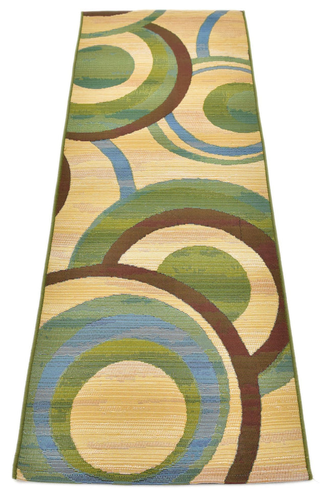 Beige 2' x 6' 1 Outdoor Modern Runner Area Rug Weather Resistant for Patio, Deck, Terrace, Balcony, Porch 100% Polypropylene Modern Outside Carpet for Sale at Rug Engine