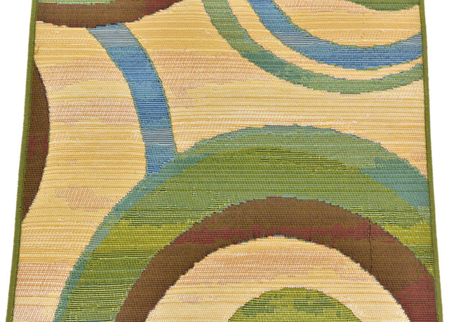 Beige 2' x 6' 1 Outdoor Modern Runner Area Rug Weather Resistant for Patio, Deck, Terrace, Balcony, Porch 100% Polypropylene Modern Outside Carpet for Sale at Rug Engine
