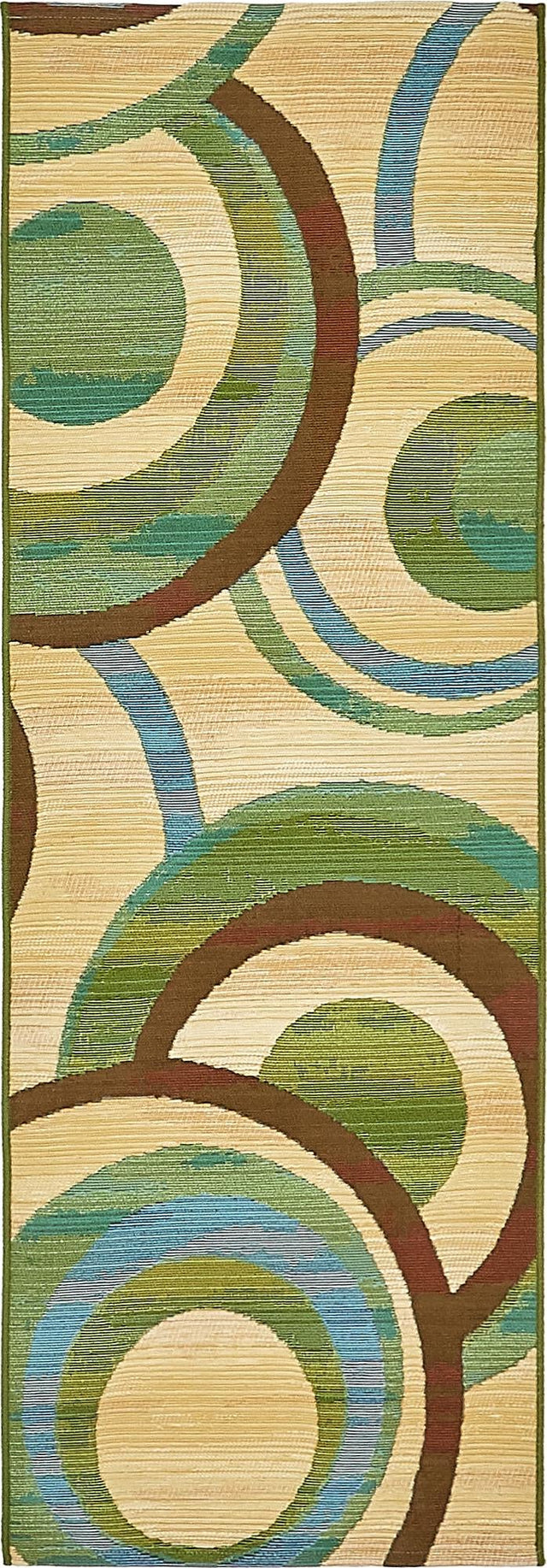 Beige 2' x 6' 1 Outdoor Modern Runner Area Rug Weather Resistant for Patio, Deck, Terrace, Balcony, Porch 100% Polypropylene Modern Outside Carpet for Sale at Rug Engine