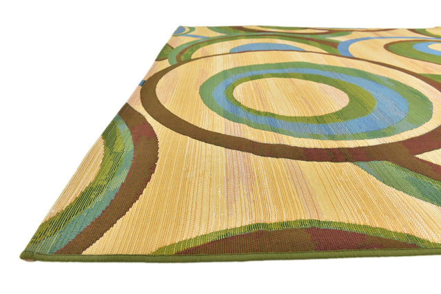 Beige 6' 1 x 6' 1 Outdoor Modern Square Area Rug Weather Resistant for Patio, Deck, Terrace, Balcony, Porch 100% Polypropylene Modern Outside Carpet for Sale at Rug Engine