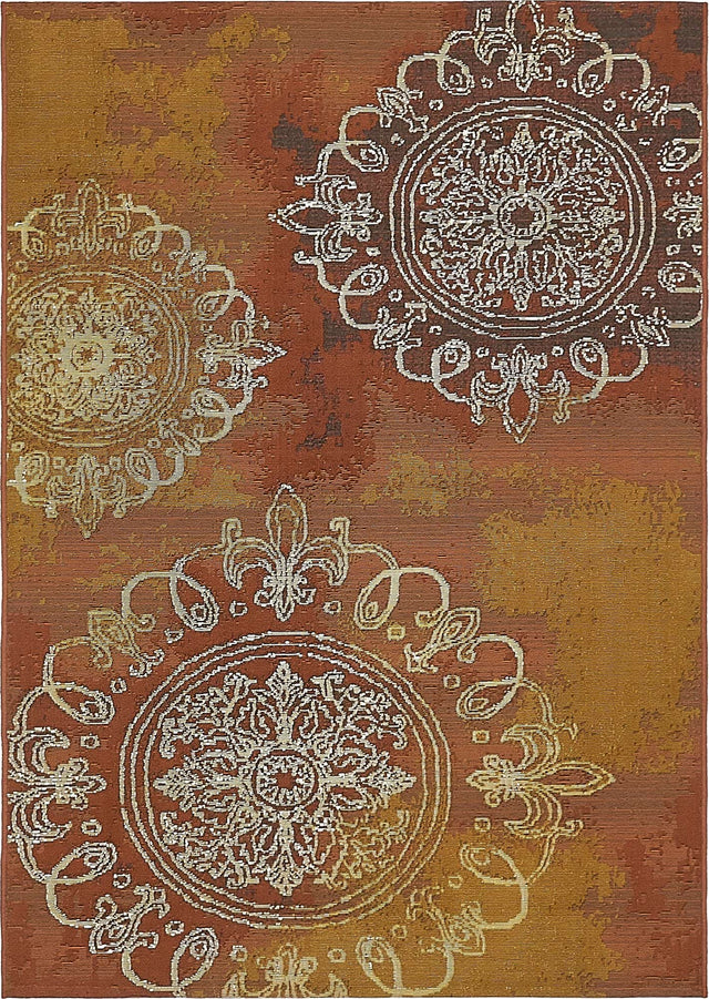 Rust Red 4' 1 x 6' 1 Outdoor Modern Rectangle Area Rug Weather Resistant for Patio, Deck, Terrace, Balcony, Porch 100% Polypropylene Modern Outside Carpet for Sale at Rug Engine
