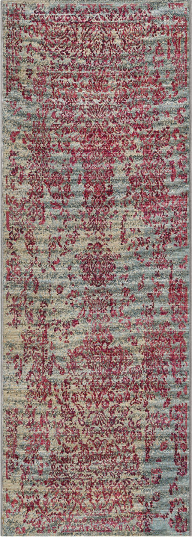 Light Blue 2' x 6' 1 Outdoor Botanical Runner Area Rug Weather Resistant for Patio, Deck, Terrace, Balcony, Porch Polypropylene Garden Floral Tropical Carpet for Sale at Rug Engine