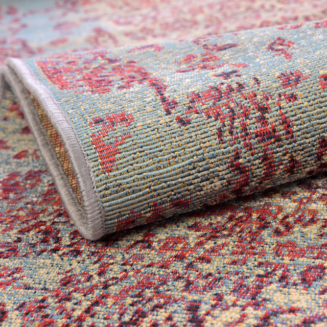 Light Blue 2' 2 x 3' 1 Outdoor Botanical Rectangle Area Rug Weather Resistant for Patio, Deck, Terrace, Balcony, Porch