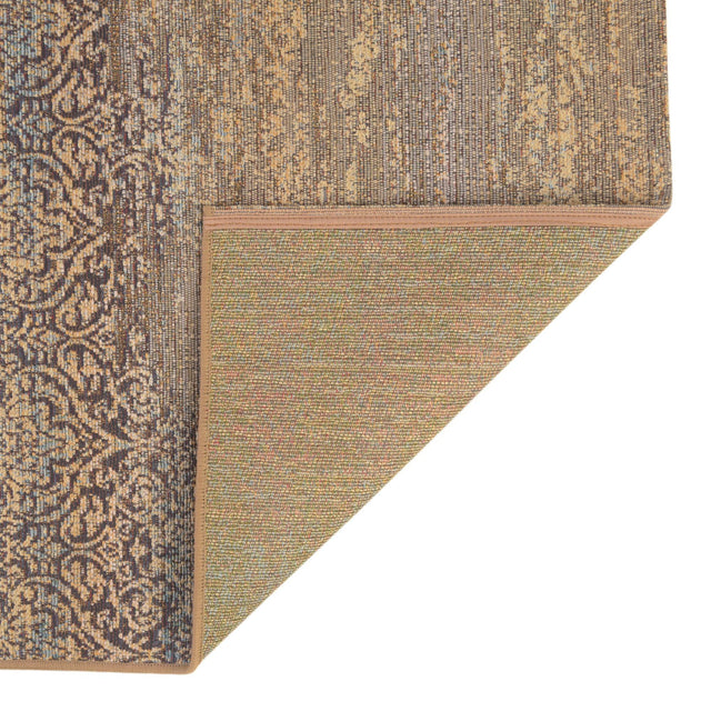 Beige 2' 7 x 5' 3 Outdoor Botanical Runner Area Rug Weather Resistant for Patio, Deck, Terrace, Balcony, Porch Polypropylene Garden Floral Tropical Carpet for Sale at Rug Engine