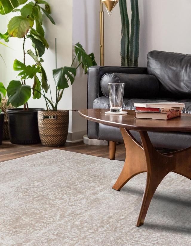 Beige 7' 10 x 10' Sofia Rectangle Area Rug Durable Easy Clean Stain Resistant Unique Carpet for Affordable Interior Home Design for Sale at Rug Engine