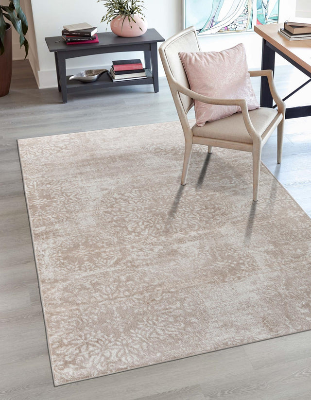 Beige 6' 1 x 9' Sofia Rectangle Area Rug Durable Easy Clean Stain Resistant Unique Carpet for Affordable Interior Home Design for Sale at Rug Engine