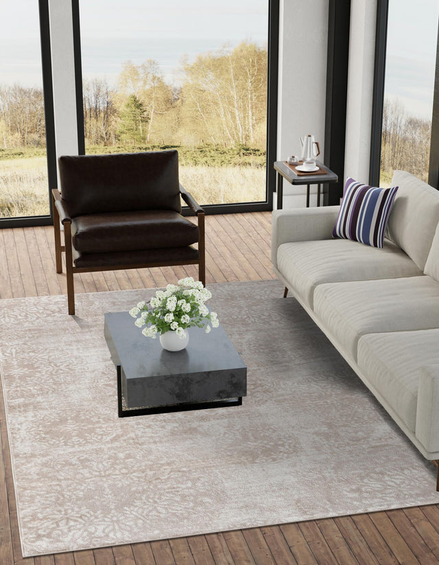 Beige 7' 10 x 10' Sofia Rectangle Area Rug Durable Easy Clean Stain Resistant Unique Carpet for Affordable Interior Home Design for Sale at Rug Engine