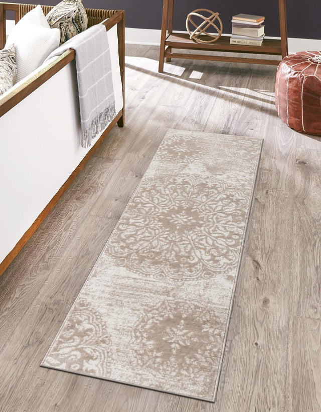 Beige 3' 3 x 16' 5 Sofia Runner Area Rug Durable Easy Clean Stain Resistant Unique Carpet for Affordable Interior Home Design for Sale at Rug Engine