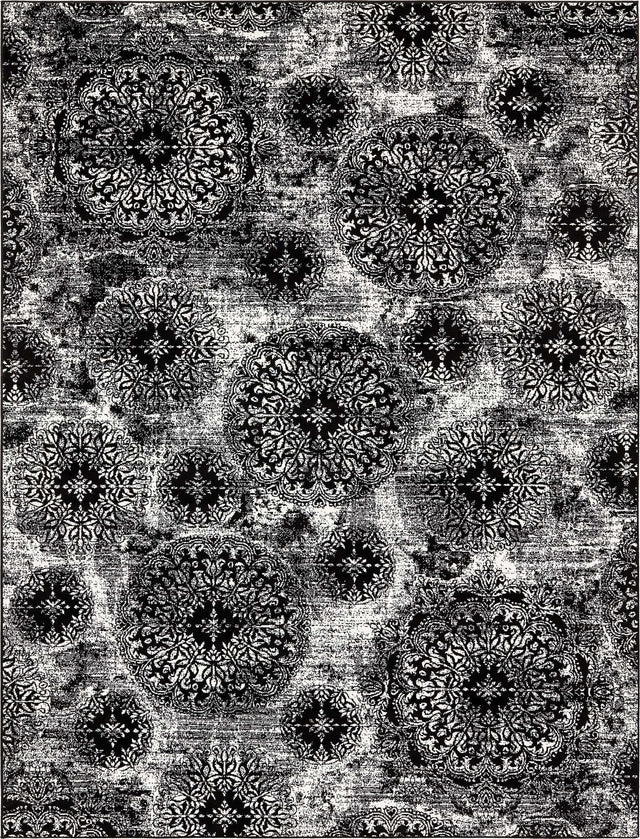Black 9' x 12' Sofia Rectangle Area Rug Durable Easy Clean Stain Resistant Unique Carpet for Affordable Interior Home Design for Sale at Rug Engine