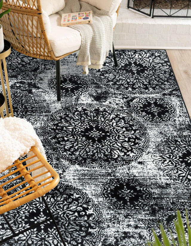 Black 7' 10 x 10' Sofia Rectangle Area Rug Durable Easy Clean Stain Resistant Unique Carpet for Affordable Interior Home Design for Sale at Rug Engine