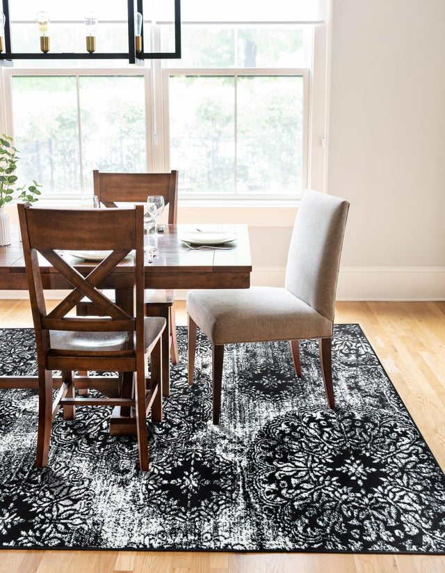 Black 3' 1 x 5' 3 Sofia Rectangle Area Rug Durable Easy Clean Stain Resistant Unique Carpet for Affordable Interior Home Design for Sale at Rug Engine