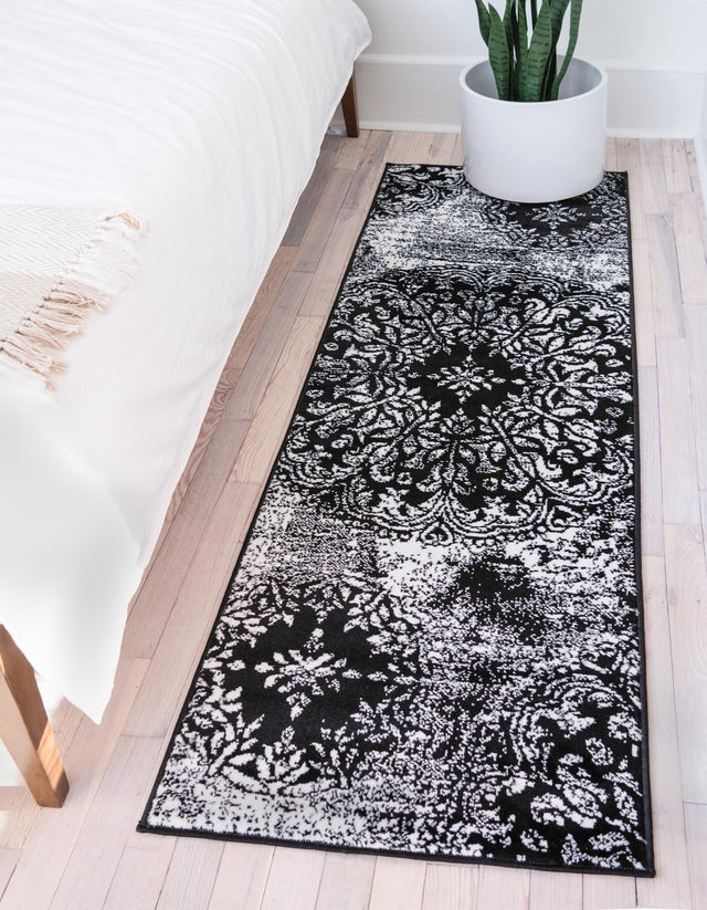Black 3' 3 x 19' 8 Sofia Runner Area Rug Durable Easy Clean Stain Resistant Unique Carpet for Affordable Interior Home Design for Sale at Rug Engine
