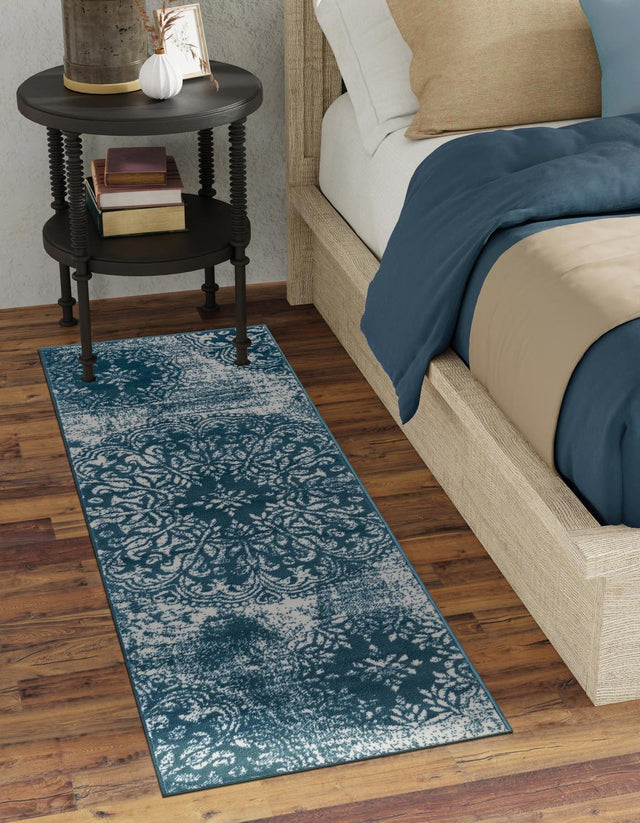 Blue 2' x 6' 7 Sofia Runner Area Rug Durable Easy Clean Stain Resistant Unique Carpet for Affordable Interior Home Design for Sale at Rug Engine