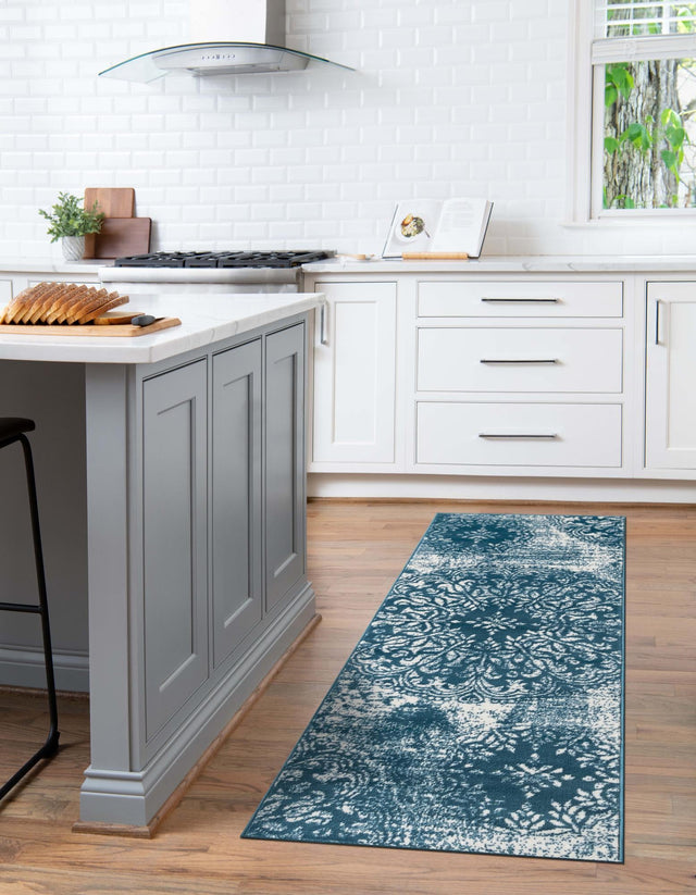 Blue 2' x 6' 7 Sofia Runner Area Rug Durable Easy Clean Stain Resistant Unique Carpet for Affordable Interior Home Design for Sale at Rug Engine