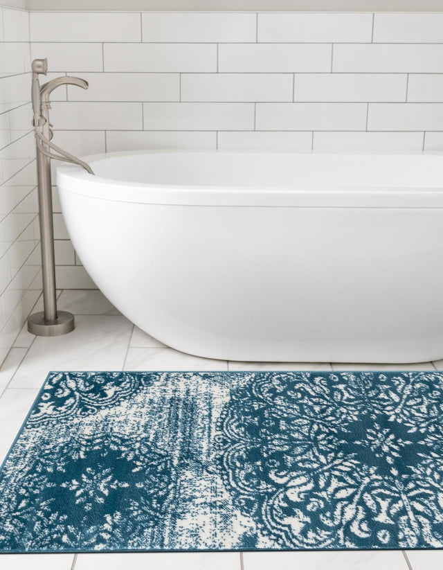 Blue 2' x 6' 7 Sofia Runner Area Rug Durable Easy Clean Stain Resistant Unique Carpet for Affordable Interior Home Design for Sale at Rug Engine