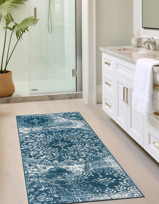 Blue 3' 3 x 19' 8 Sofia Runner Area Rug Durable Easy Clean Stain Resistant Unique Carpet for Affordable Interior Home Design for Sale at Rug Engine