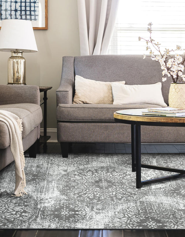 Gray 7' 1 x 10' Sofia Rectangle Area Rug Durable Easy Clean Stain Resistant Unique Carpet for Affordable Interior Home Design for Sale at Rug Engine