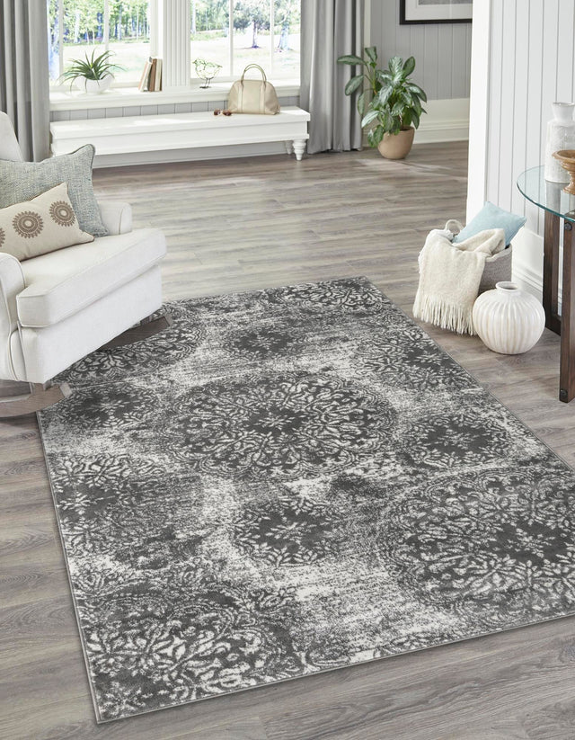Gray 7' 1 x 10' Sofia Rectangle Area Rug Durable Easy Clean Stain Resistant Unique Carpet for Affordable Interior Home Design for Sale at Rug Engine