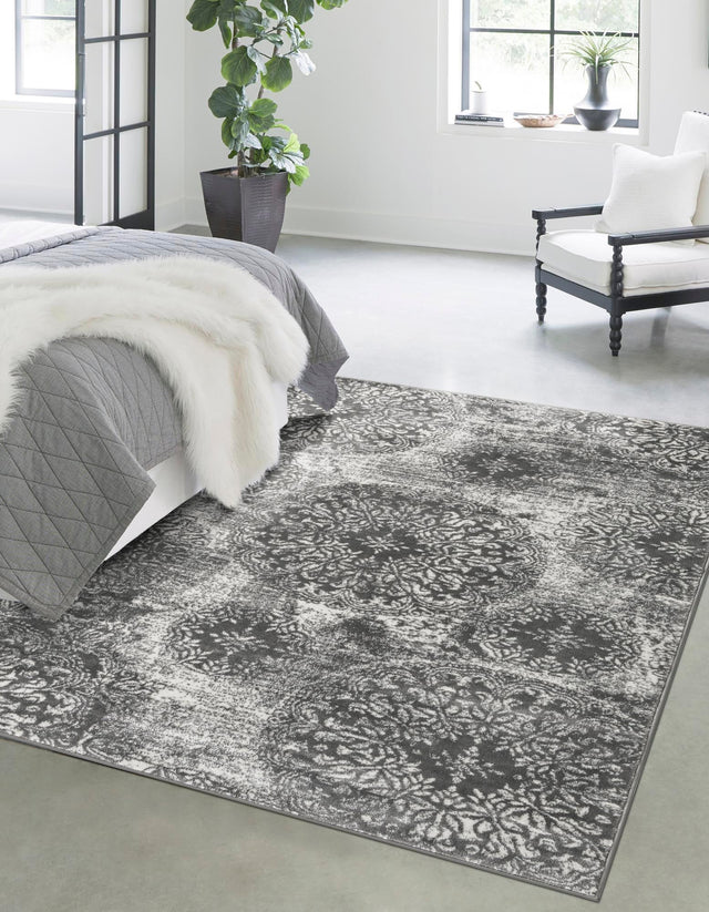Gray 7' 1 x 10' Sofia Rectangle Area Rug Durable Easy Clean Stain Resistant Unique Carpet for Affordable Interior Home Design for Sale at Rug Engine