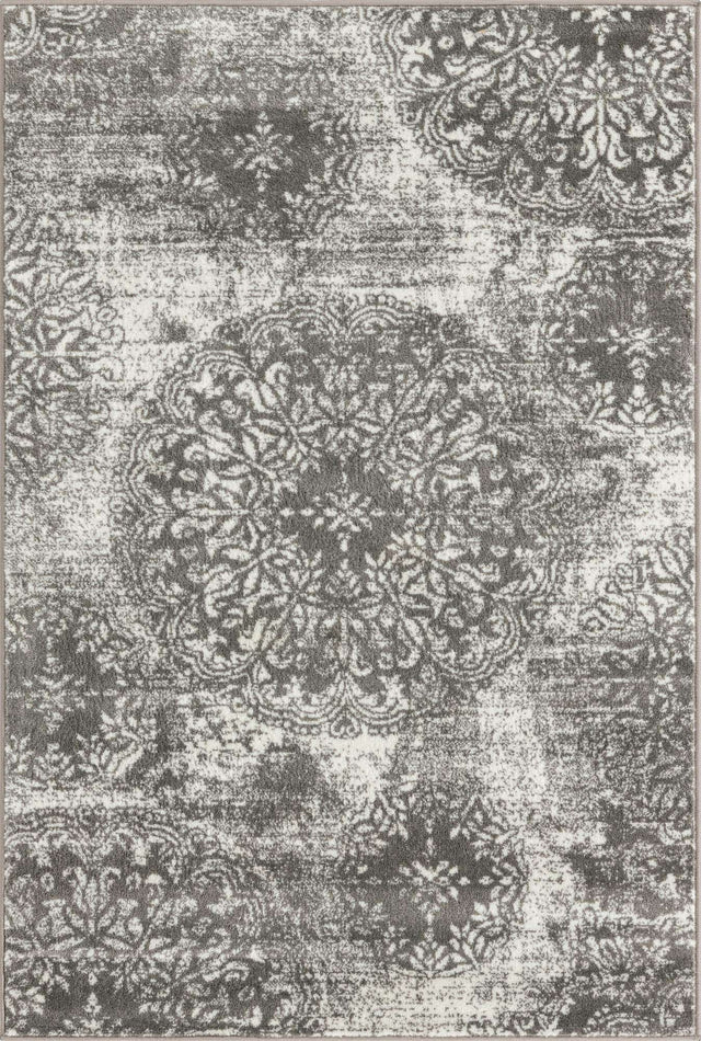 Gray 4' 1 x 6' 1 Sofia Rectangle Area Rug Durable Easy Clean Stain Resistant Unique Carpet for Affordable Interior Home Design for Sale at Rug Engine