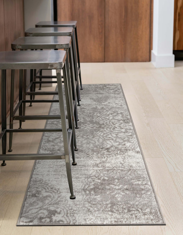 Light Gray 2' x 9' 10 Sofia Runner Area Rug Durable Easy Clean Stain Resistant Unique Carpet for Affordable Interior Home Design for Sale at Rug Engine