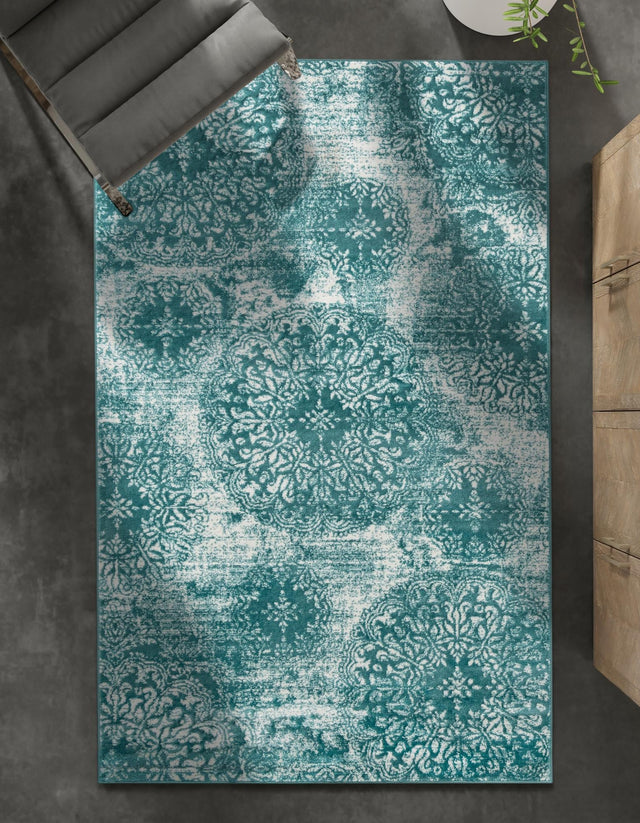 Turquoise 2' x 3' 1 Sofia Rectangle Area Rug Durable Easy Clean Stain Resistant Unique Carpet for Affordable Interior Home Design for Sale at Rug Engine