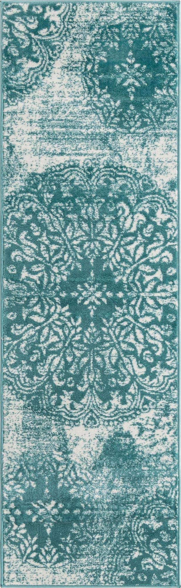 Turquoise 2' x 6' 7 Sofia Runner Area Rug Durable Easy Clean Stain Resistant Unique Carpet for Affordable Interior Home Design for Sale at Rug Engine