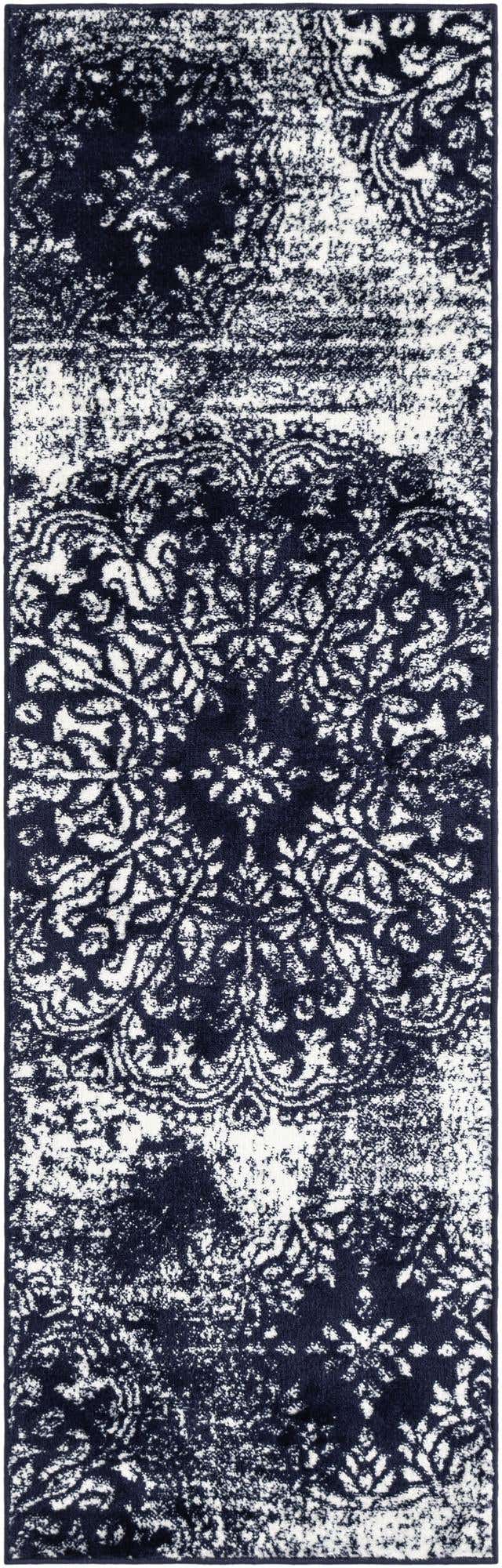 Navy Blue 2' x 6' 7 Sofia Runner Area Rug Durable Easy Clean Stain Resistant Unique Carpet for Affordable Interior Home Design for Sale at Rug Engine