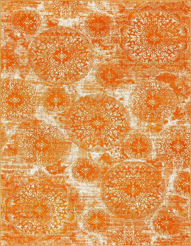 Orange 9' x 12' Sofia Rectangle Area Rug Durable Easy Clean Stain Resistant Unique Carpet for Affordable Interior Home Design for Sale at Rug Engine