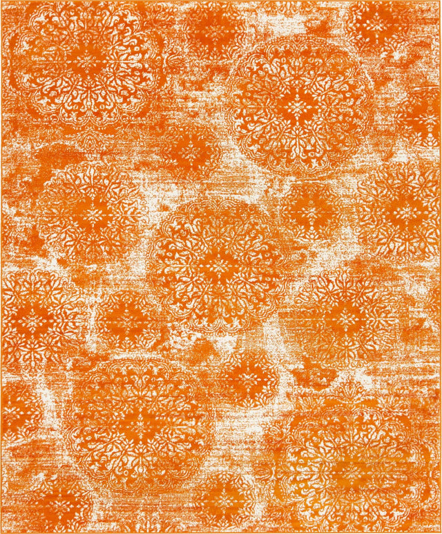 Orange 7' 10 x 10' Sofia Rectangle Area Rug Durable Easy Clean Stain Resistant Unique Carpet for Affordable Interior Home Design for Sale at Rug Engine