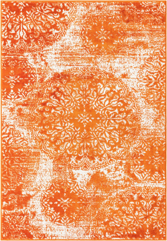Orange 4' 1 x 6' 1 Sofia Rectangle Area Rug Durable Easy Clean Stain Resistant Unique Carpet for Affordable Interior Home Design for Sale at Rug Engine