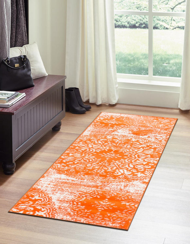 Orange 2' x 6' 7 Sofia Runner Area Rug Durable Easy Clean Stain Resistant Unique Carpet for Affordable Interior Home Design for Sale at Rug Engine