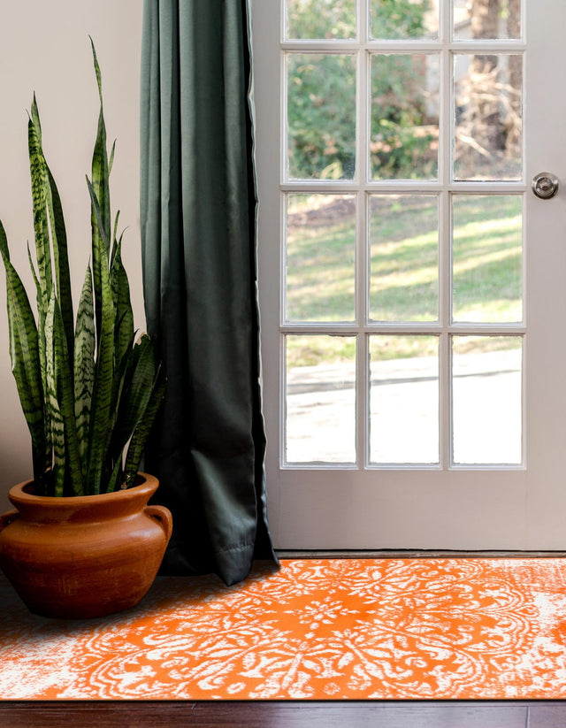 Orange 3' 3 x 19' 8 Sofia Runner Area Rug Durable Easy Clean Stain Resistant Unique Carpet for Affordable Interior Home Design for Sale at Rug Engine