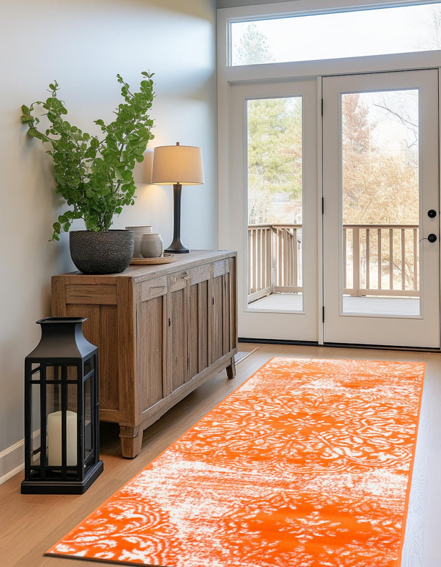 Orange 2' x 13' 1 Sofia Runner Area Rug Durable Easy Clean Stain Resistant Unique Carpet for Affordable Interior Home Design for Sale at Rug Engine