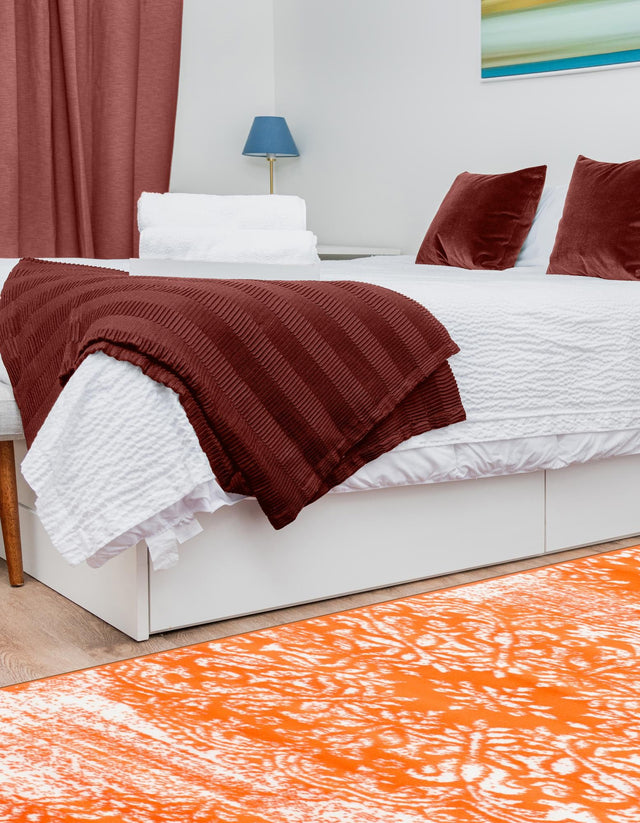 Orange 2' x 6' 7 Sofia Runner Area Rug Durable Easy Clean Stain Resistant Unique Carpet for Affordable Interior Home Design for Sale at Rug Engine