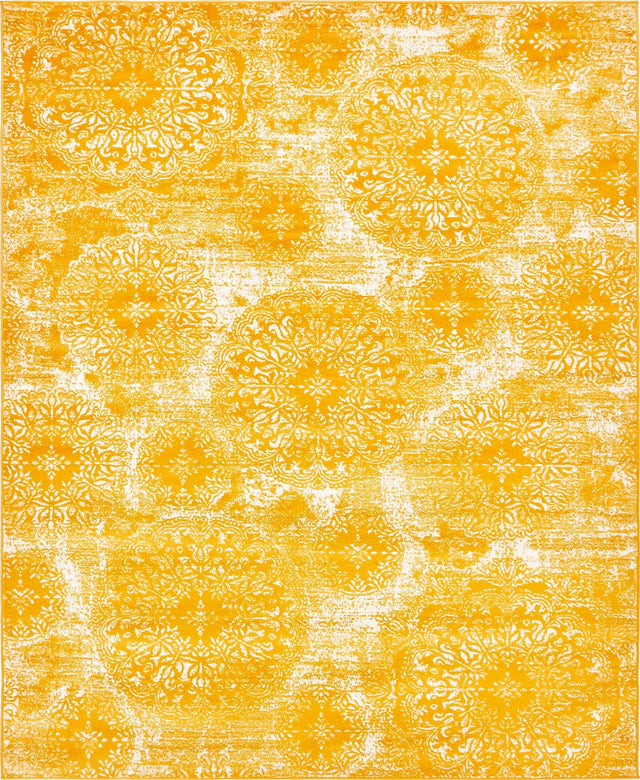 Yellow 7' 10 x 10' Sofia Rectangle Area Rug Durable Easy Clean Stain Resistant Unique Carpet for Affordable Interior Home Design for Sale at Rug Engine
