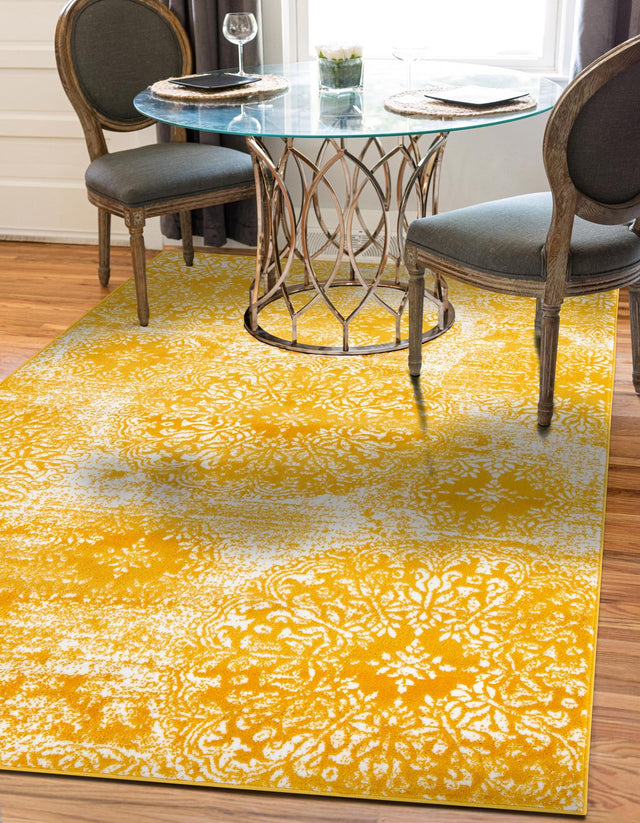 Yellow 7' 10 x 11' Sofia Rectangle Area Rug Durable Easy Clean Stain Resistant Unique Carpet for Affordable Interior Home Design for Sale at Rug Engine