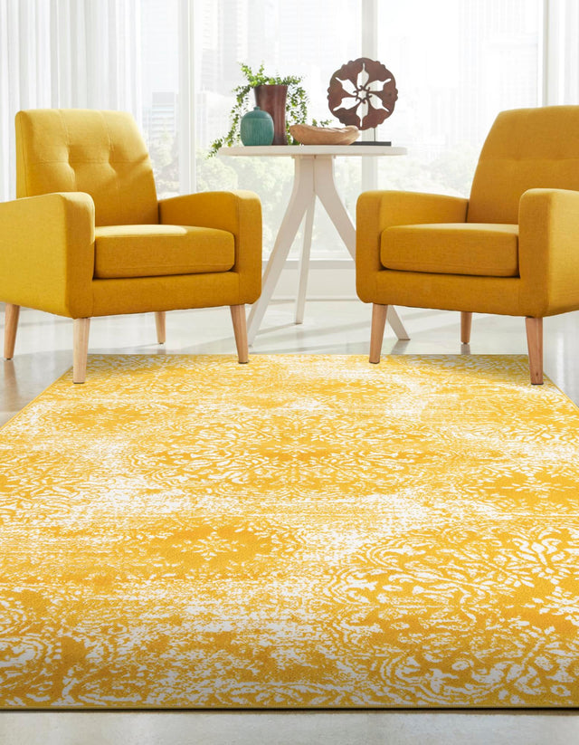 Yellow 6' 1 x 9' Sofia Rectangle Area Rug Durable Easy Clean Stain Resistant Unique Carpet for Affordable Interior Home Design for Sale at Rug Engine