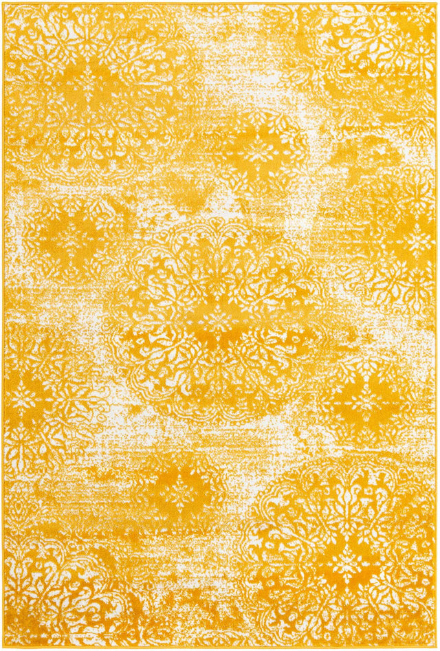 Yellow 5' 3 x 8' Sofia Rectangle Area Rug Durable Easy Clean Stain Resistant Unique Carpet for Affordable Interior Home Design for Sale at Rug Engine