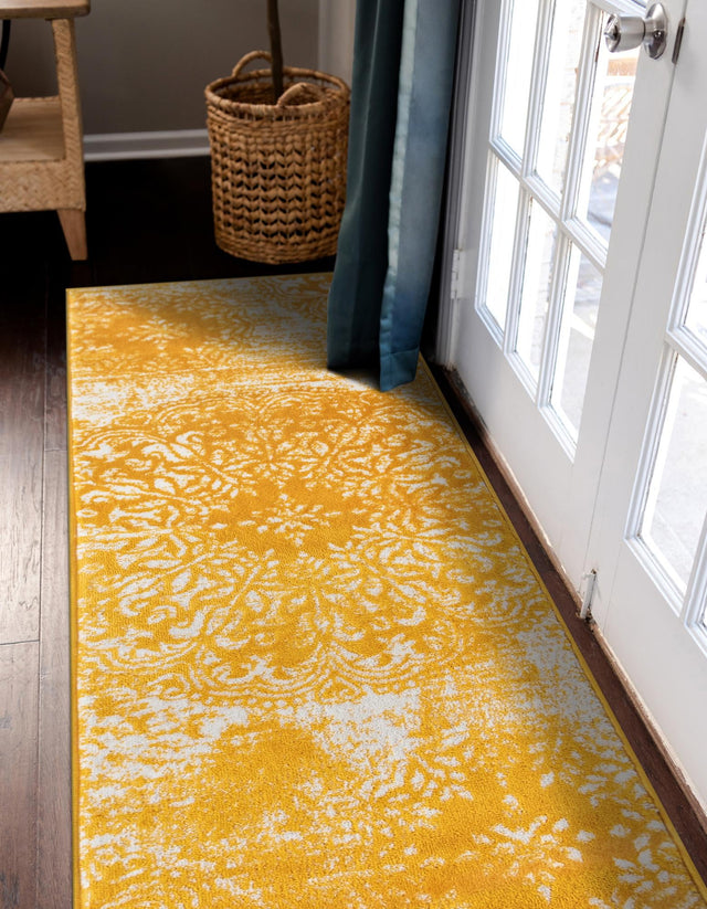 Yellow 3' 3 x 16' 5 Sofia Runner Area Rug Durable Easy Clean Stain Resistant Unique Carpet for Affordable Interior Home Design for Sale at Rug Engine