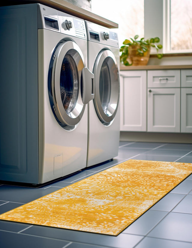 Yellow 2' x 9' 10 Sofia Runner Area Rug Durable Easy Clean Stain Resistant Unique Carpet for Affordable Interior Home Design for Sale at Rug Engine