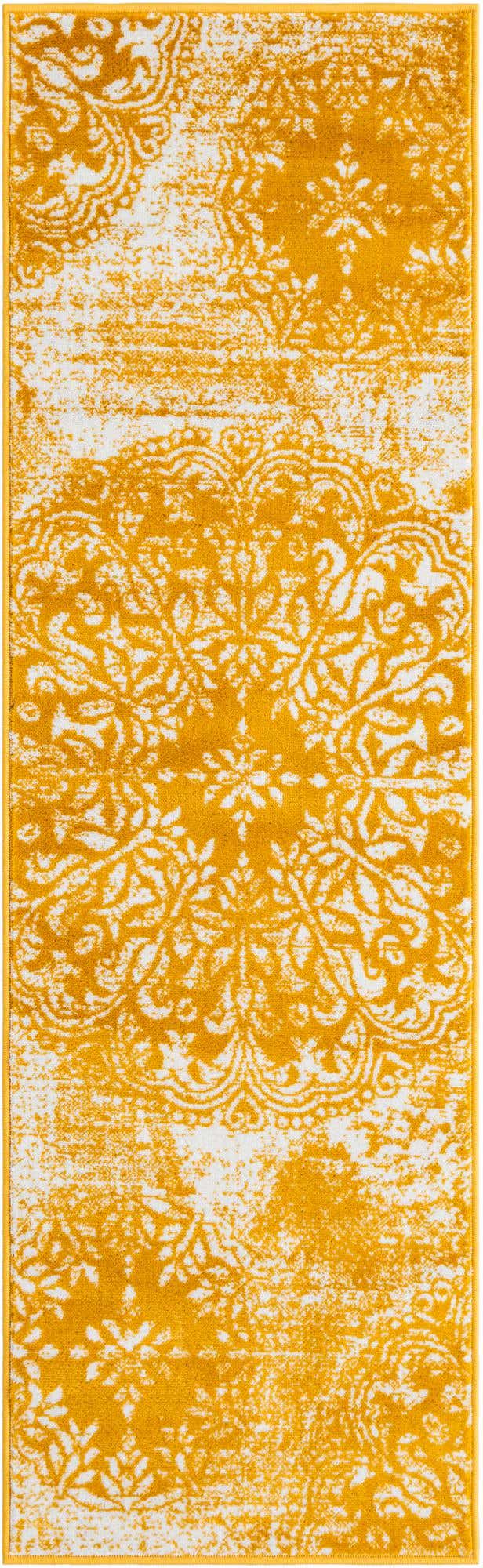 Yellow 2' x 6' 7 Sofia Runner Area Rug Durable Easy Clean Stain Resistant Unique Carpet for Affordable Interior Home Design for Sale at Rug Engine