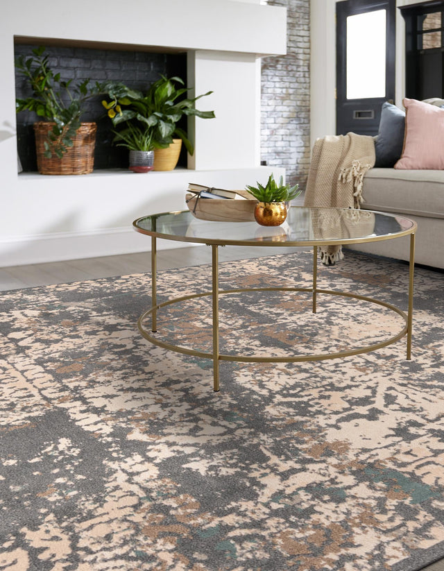 Gray 8' x 8' Tuareg Square Area Rug Vintage Inspired Distressed Look Durable Easy Clean Carpet for Unique Home Interiors for Sale at Rug Engine