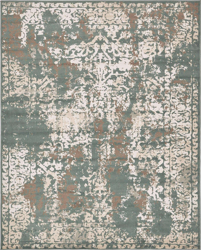 Green 8' x 10' Tuareg Rectangle Area Rug Vintage Inspired Distressed Look Durable Easy Clean Carpet for Unique Home Interiors for Sale at Rug Engine