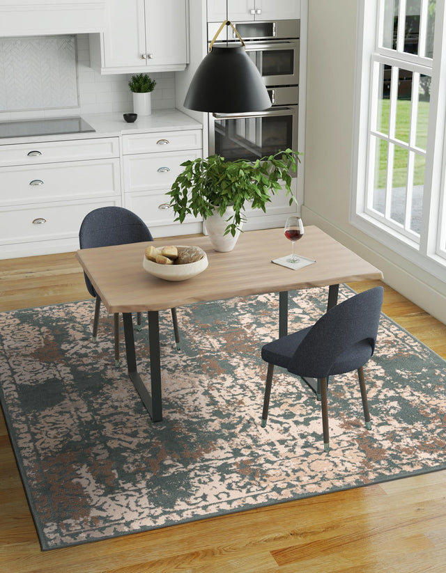 Green 8' x 8' Tuareg Square Area Rug Vintage Inspired Distressed Look Durable Easy Clean Carpet for Unique Home Interiors for Sale at Rug Engine